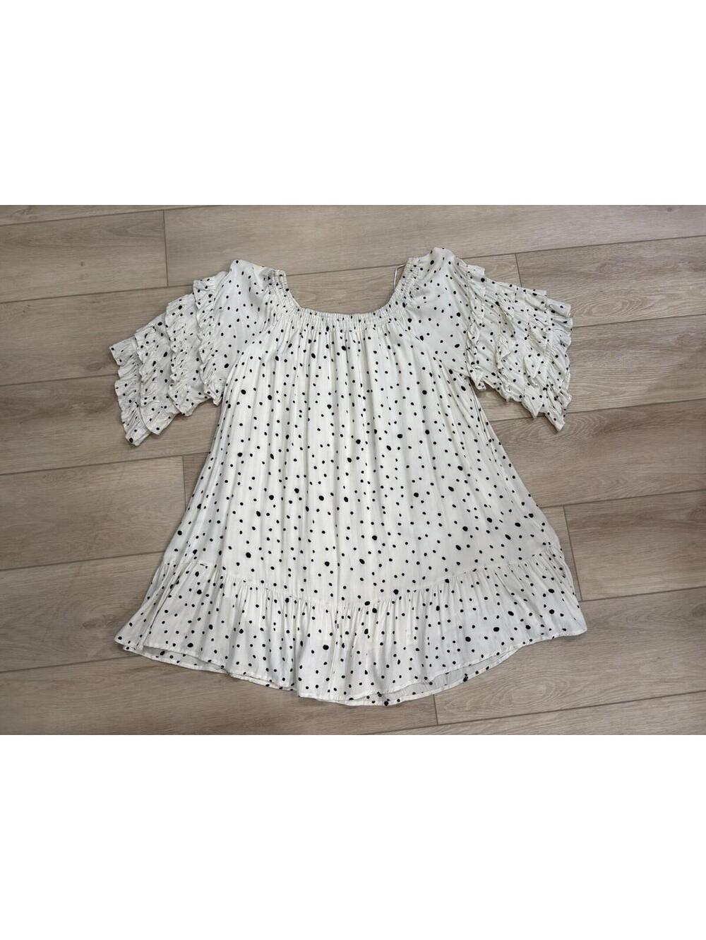 Fate Anya Polka Dot Ruffled Bell Seeve Mini Dress Small Coquette - Picture 2 of 9